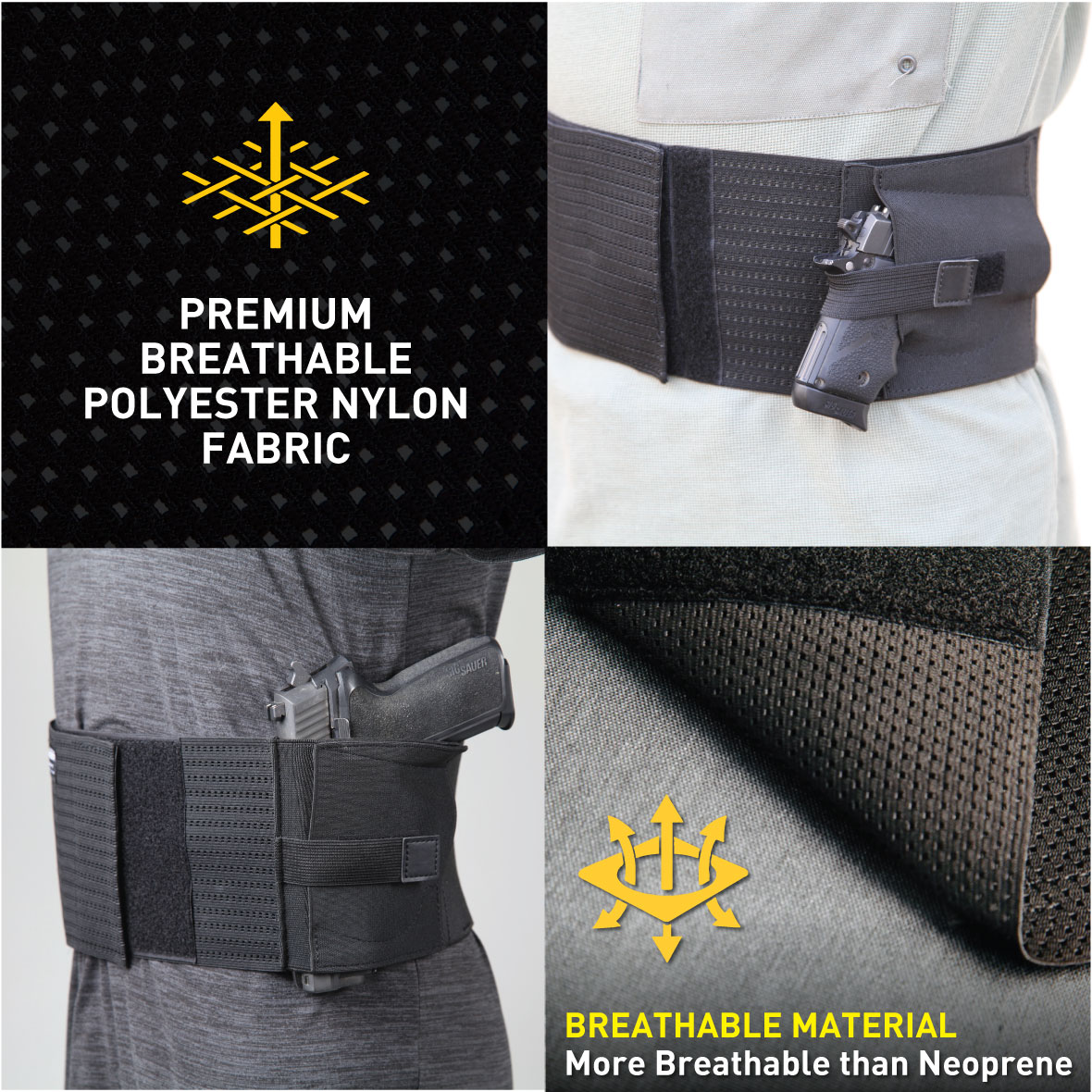 Stinger Premium Ultra Breathable Chest Band Holster for Concealed Carry, IWB OWB Gun Holster, Fabric Comfortable Waistband Handgun Holster, Ammo Bandolier for Extra Round of Revolver Bullet