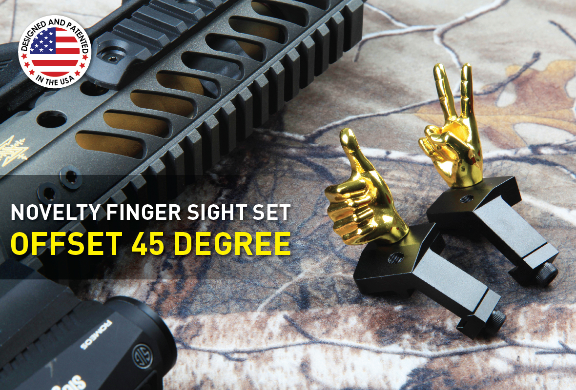 Stinger Novelty Finger Sights Set, Offset 45 Degree, V Hand, Thumbs Up, Flip Off, Backup Front and Rear Iron Sight BUIS Set