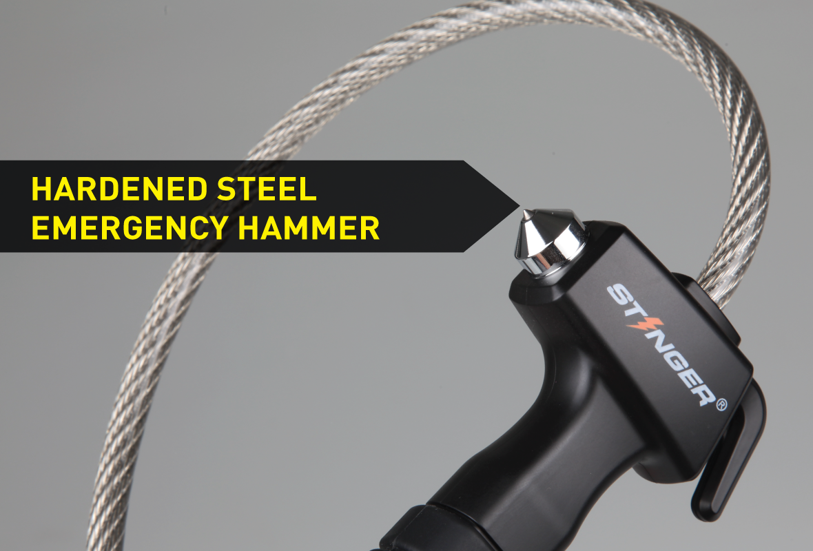 Hardended Steel Window Breaker Hammer Non-Slip Rubber Handle Grip STINGER Life-Saving Whip Car Emergency Tools Seat Belt Cutter 