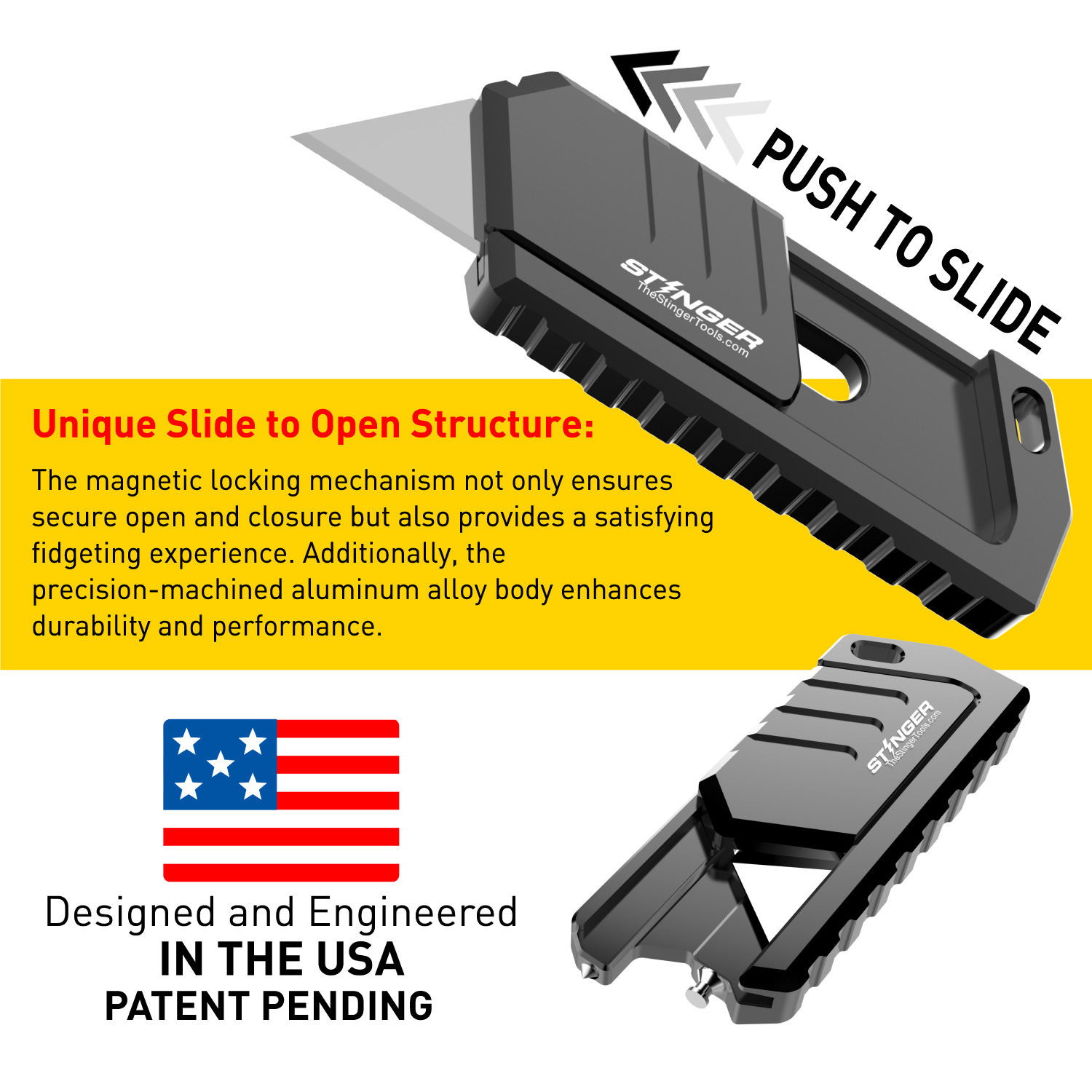 Stinger MagSlide Blade Utility Knife Glass Breaker, Original Design in USA
