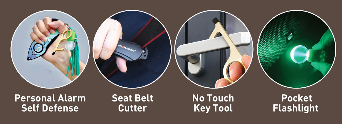 Stinger Personal Alarm Emergency Tool, Safety Alarm, Seat Belt Cutter, Glass Breaker, Original Design in USA