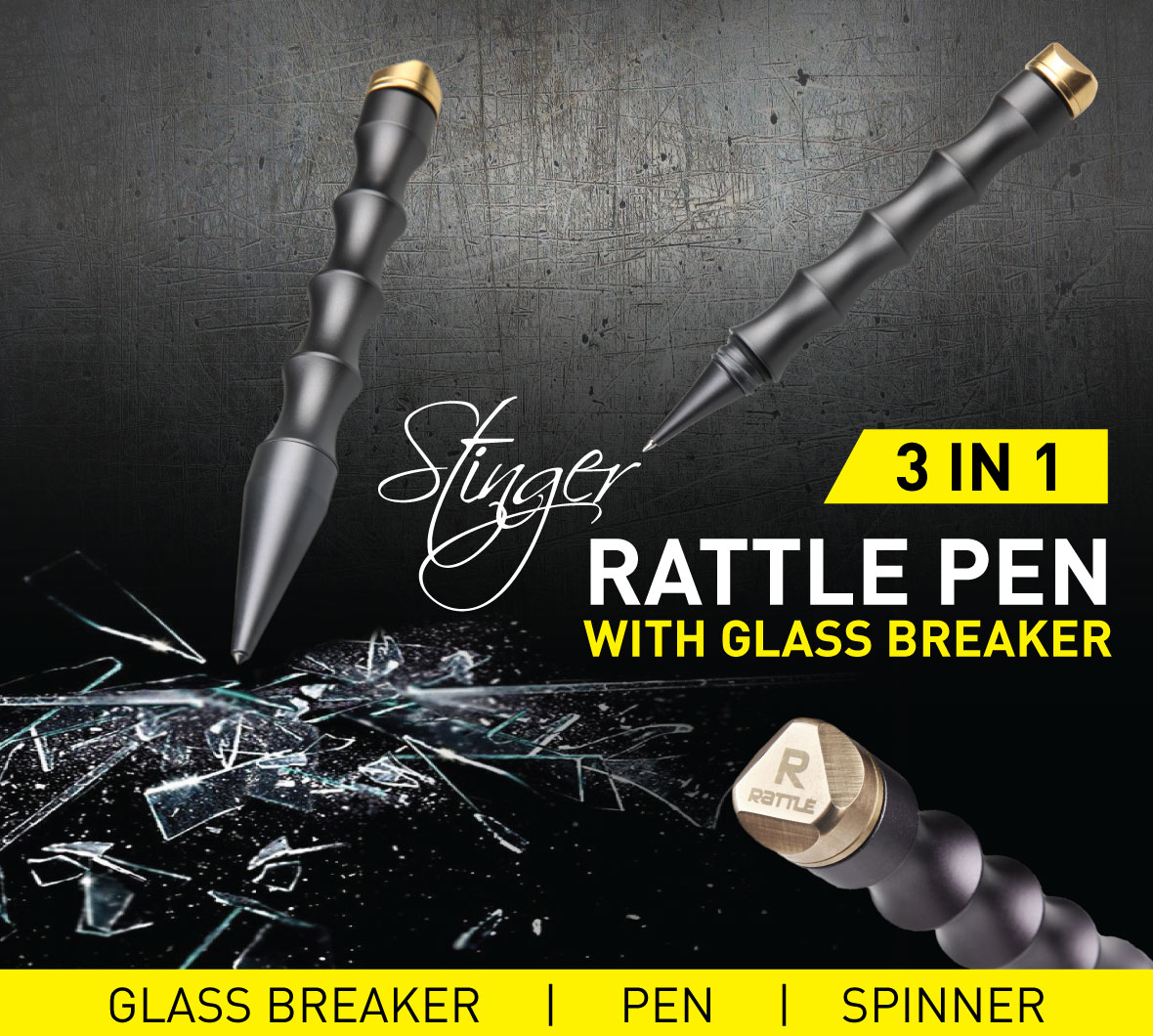 3 in 1 Rattle Pen with Glass Breaker