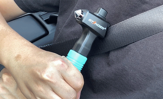 Stinger Vehicle Emergency Escape Tool: Magnetic Car Air Vent Mount Phone Holder, Spring Loaded Window Breaker Punch, Razor Sharp Seat belt Cutter